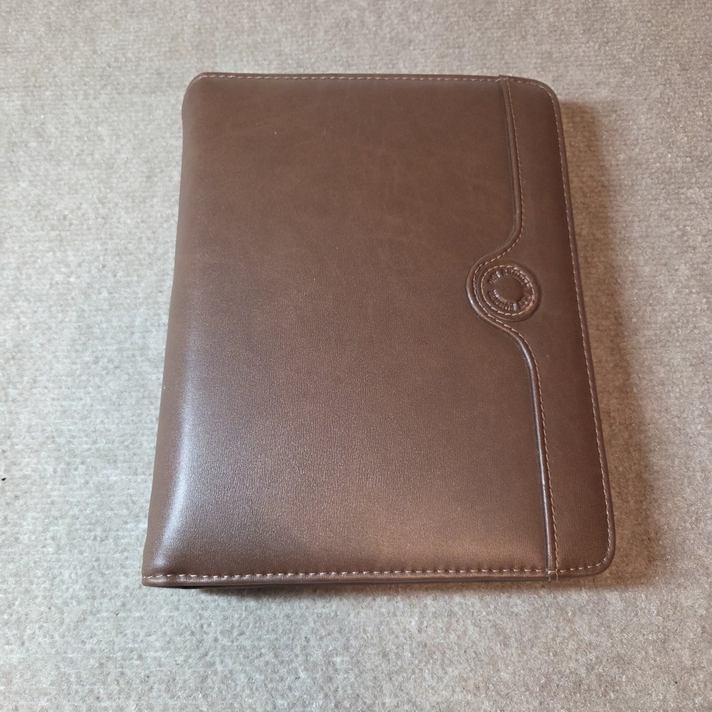 Day-Timer Brown Leather 3 Ring Planner Organizer 10"x 8" Zip Around Medium EUC